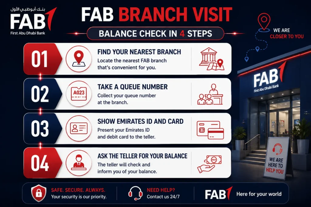 FAB Balance Check 2026 | Mobile, Online, ATM, & SMS Methods FAB Balance Check from Branch